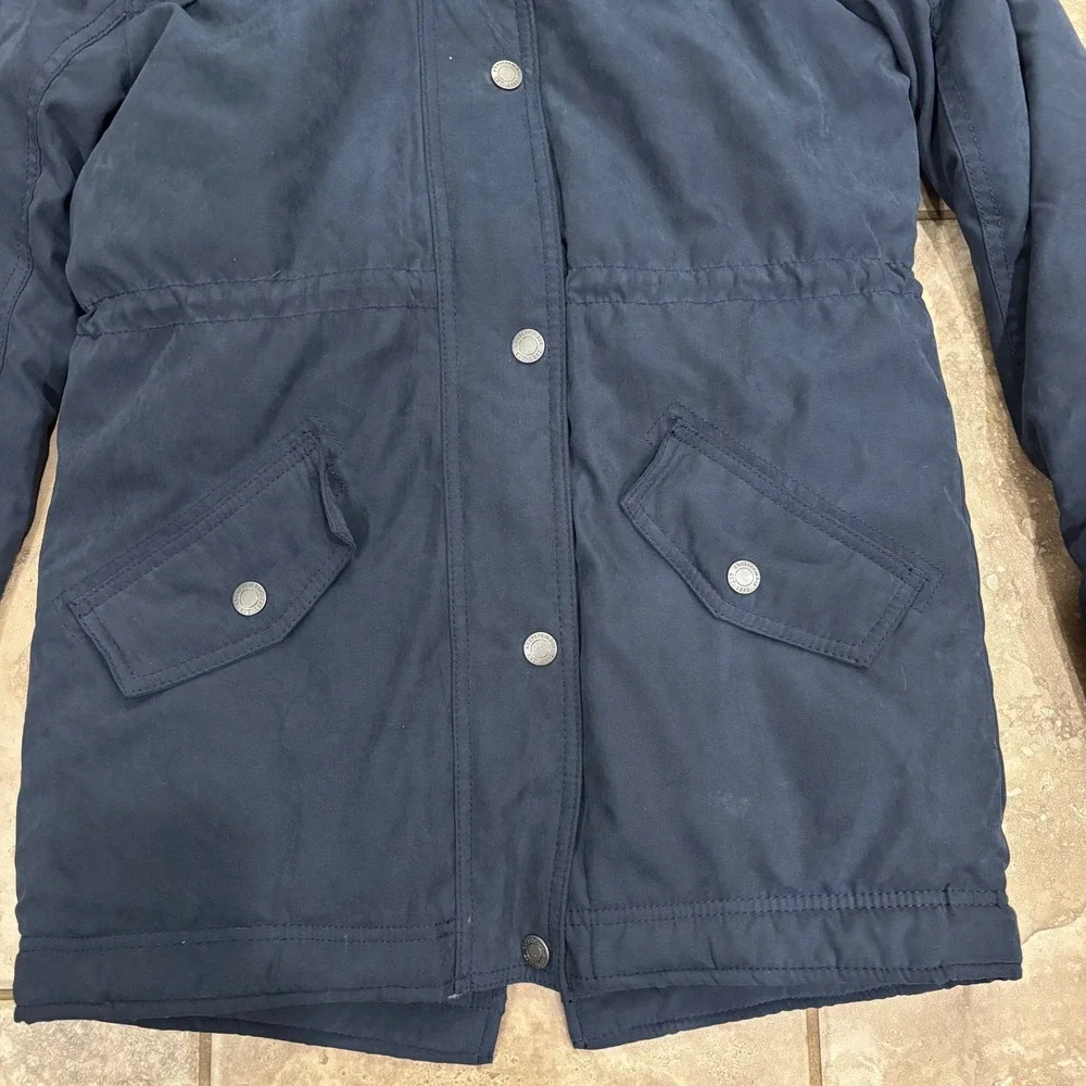 Abercrombie Kids‎ Girls Navy Blue Faux Fur Lined Parka Jacket Hooded 13/14